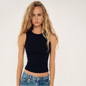 Zara Sleeveless Cropped Ribbed Sweater
